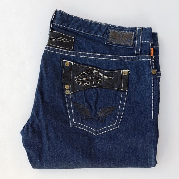 Robin's Jean Other - New ROBIN'S JEAN sz 42 Cheeta Trim Straight Jeans